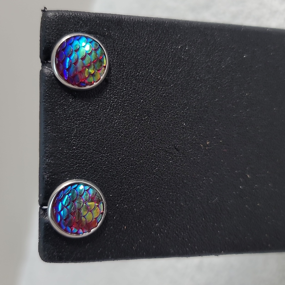 Rainbow Mermaid scale earrings #99